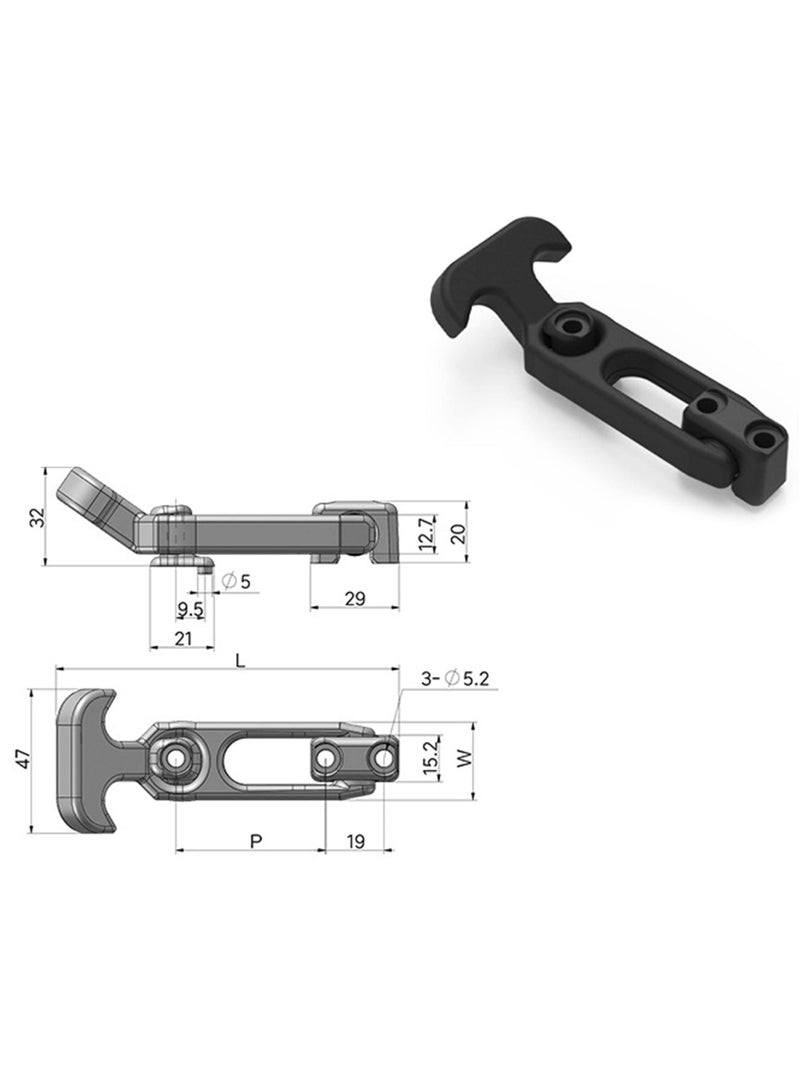 SYOSI Rubber Flexible T-Handle Draw Latches Hasp, for Tool Box, Cooler, Golf Cart, Heavy Duty Elastic Rubber Hood Catch Engineering Machine Hood or Farm Machinery (2pcs) (Black)  - Image 3