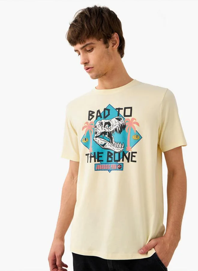 Regular Fit Jurassic Park Print Crew Neck T-shirt