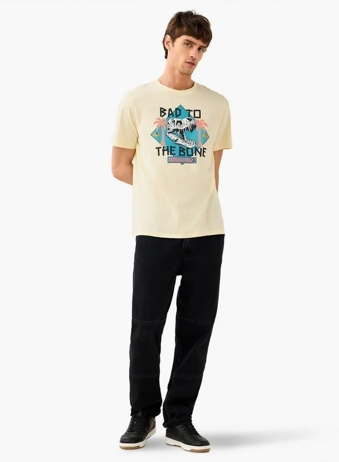 SP Characters Regular Fit Jurassic Park Print Crew Neck T-shirt