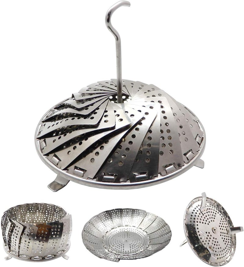 Adjustable Steam Strainer to Fit Various Pots Stainless Steel Metal Steam Basket,Foldable Steam Baskets for Cooking Food,Expandable Fits Various Sizes (Silver, Large) - Image 5