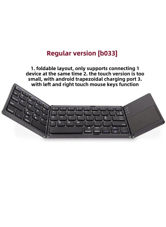 Type-c Charging Three-fold Folding Bluetooth Keyboard With Touch Wireless Bluetooth Keyboard Silent Dual-mode Charging Mouse-Specifications:B033 Regular Gray + Black Mouse + Storage Bag  - Image 3