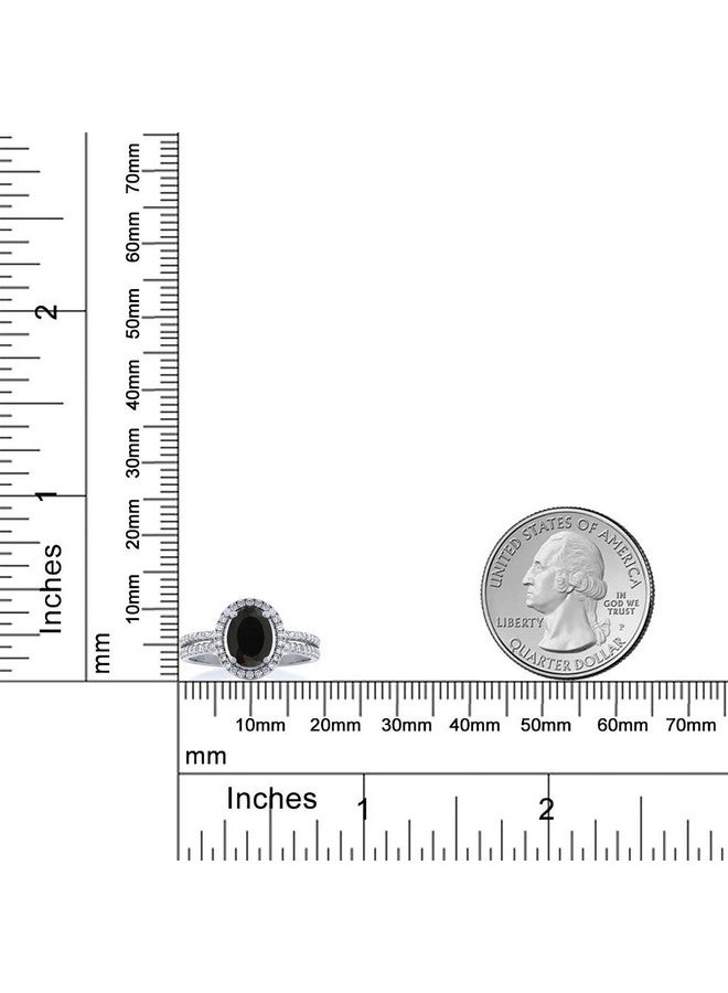 GEM STONE KING خاتم من الفضة الإسترلينية 925 مع أونيكس أسود للنساء (1.85 قيراط بيضاوي 8X6 مم متوفر بأحجار الميلاد في المقاسات 5 6 7 8 9) - Image 4