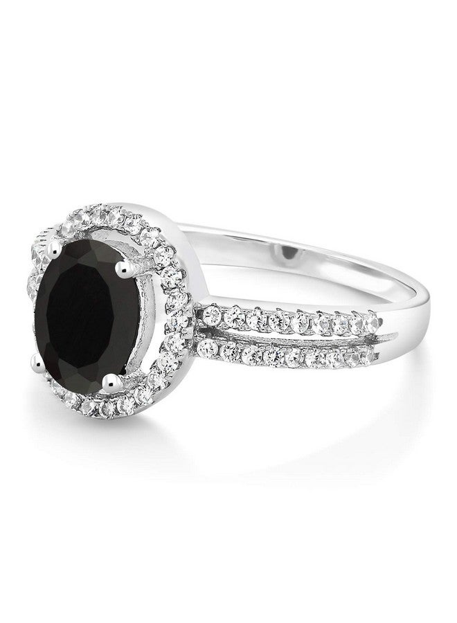 GEM STONE KING خاتم من الفضة الإسترلينية 925 مع أونيكس أسود للنساء (1.85 قيراط بيضاوي 8X6 مم متوفر بأحجار الميلاد في المقاسات 5 6 7 8 9) - Image 3