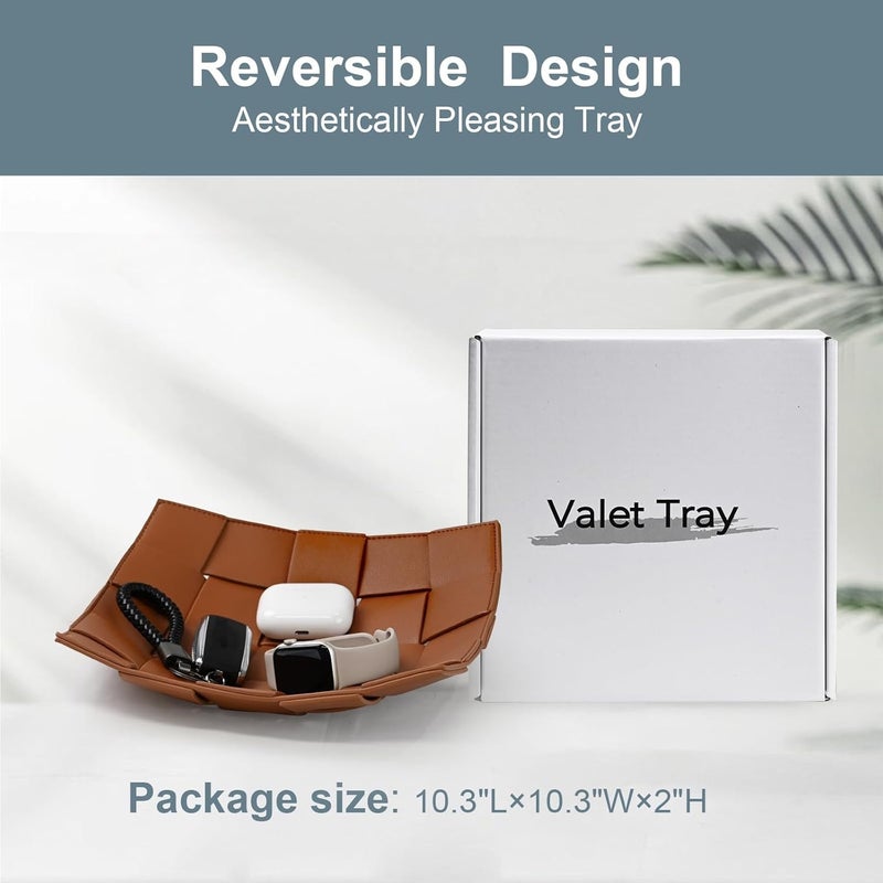 Multi-functional artificial leather storage tray, household entrance and desktop organizing tray, key, wallet and coin placing tray, unisex storage tray - Image 4
