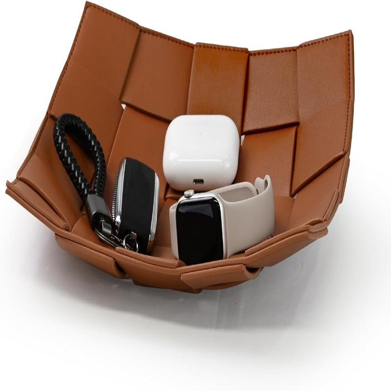Multi-functional artificial leather storage tray, household entrance and desktop organizing tray, key, wallet and coin placing tray, unisex storage tray - Image 2