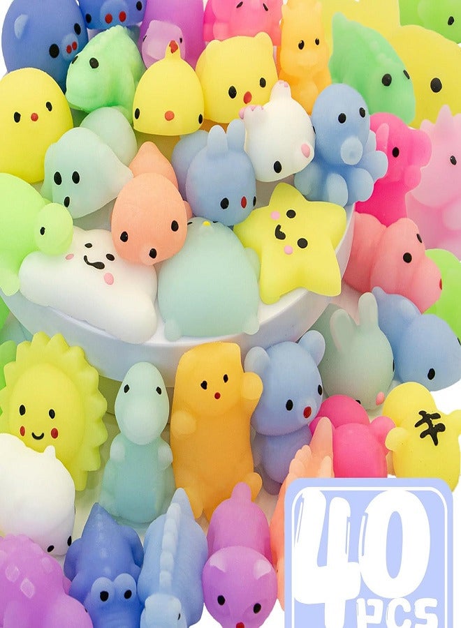 40 Pcs Tiny Mochi Squishy Toys for Children Age Over 3 Years Old Kawaii Squishy Animals Party Favors for Kids Stress Relief Toy for Boys Girls Birthday - Image 1