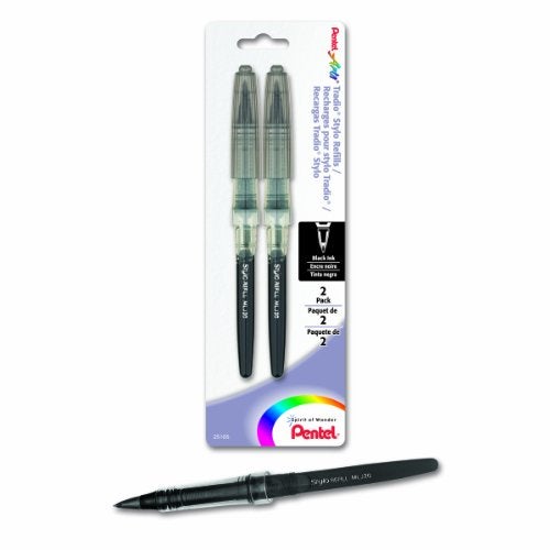 Pentel Arts Tradio Stylo Sketch Pen Refill Black Ink Pack of 2 MLJ20BP2A - Image 1