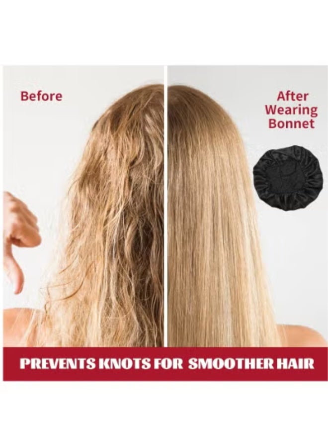 2 PCS Satin Bonnet Double Layer Sleep Hair Silk Bonnet for Sleeping Women Curly Natural Hair - Image 3