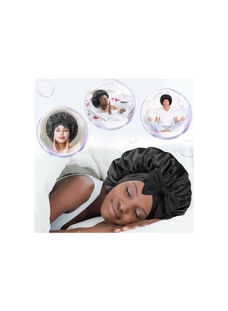 2 PCS Satin Bonnet Double Layer Sleep Hair Silk Bonnet for Sleeping Women Curly Natural Hair - Image 4
