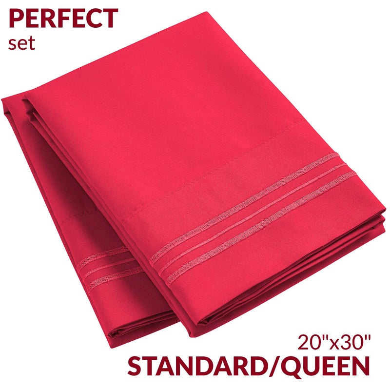 Mellanni Pillow Cases - 2 PC Iconic Collection Pillowcases - Luxury  Extra Soft  Cooling Pillow Covers - Envelope Closure (Standard/Queen 20"" x 30""  Hot Pink) - Image 2