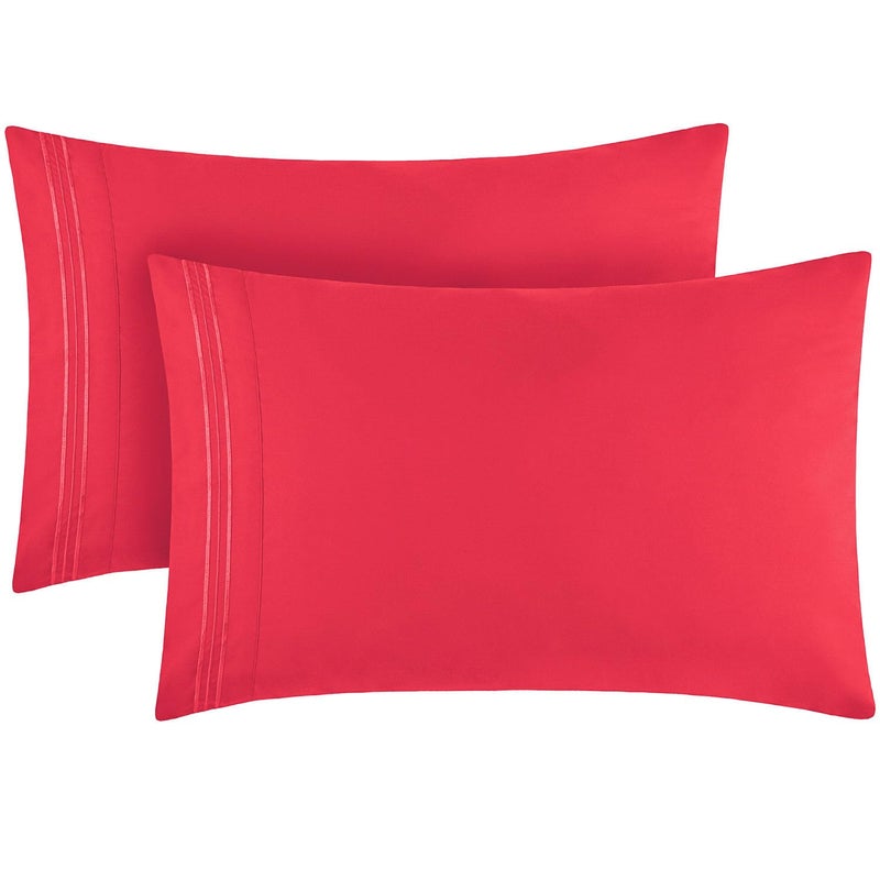Mellanni Pillow Cases - 2 PC Iconic Collection Pillowcases - Luxury  Extra Soft  Cooling Pillow Covers - Envelope Closure (Standard/Queen 20"" x 30""  Hot Pink) - Image 1