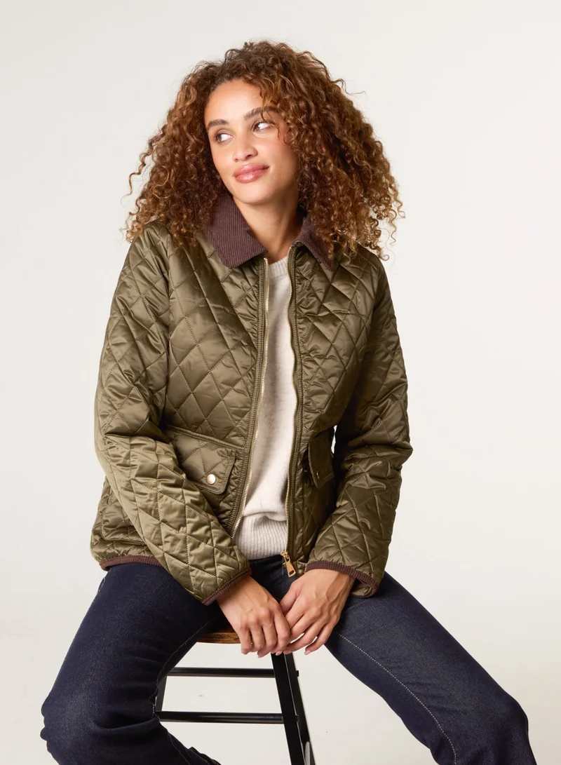 بلو فانيلا Diamond Quilted Cord Collar Coat