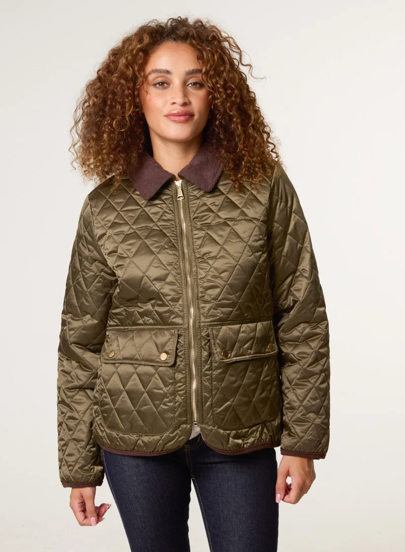 بلو فانيلا Diamond Quilted Cord Collar Coat