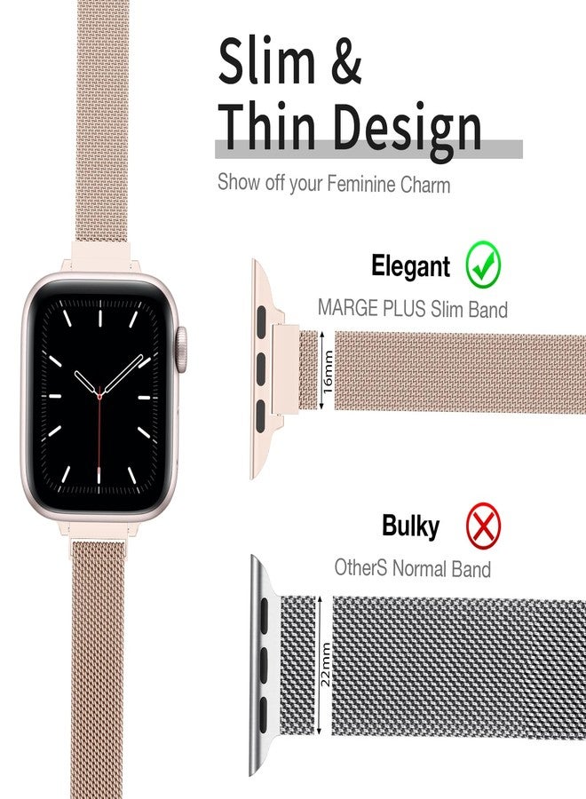 MARGE PLUS Slim Milanese Loop Compatible with Apple Watch Band for women 41mm 41mm 38mm 42mm 46mm 45mm 44mm, Stainless Steel Magnetic Mesh Strap work on iWatch Series 11 10 9 8 7 6 5 4 3 & SE 3 2 1 - Image 2