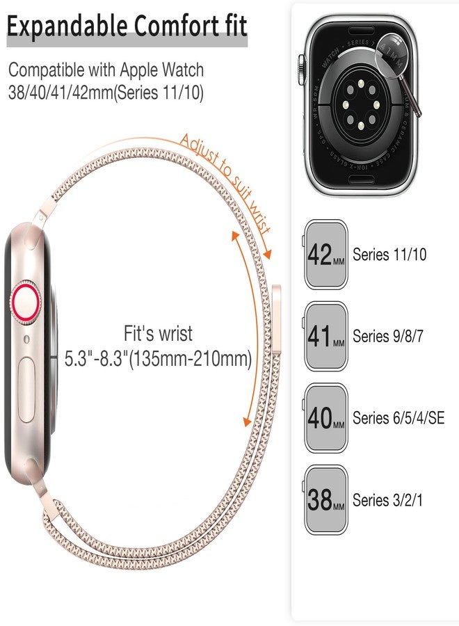 MARGE PLUS Slim Milanese Loop Compatible with Apple Watch Band for women 41mm 41mm 38mm 42mm 46mm 45mm 44mm, Stainless Steel Magnetic Mesh Strap work on iWatch Series 11 10 9 8 7 6 5 4 3 & SE 3 2 1 - Image 4