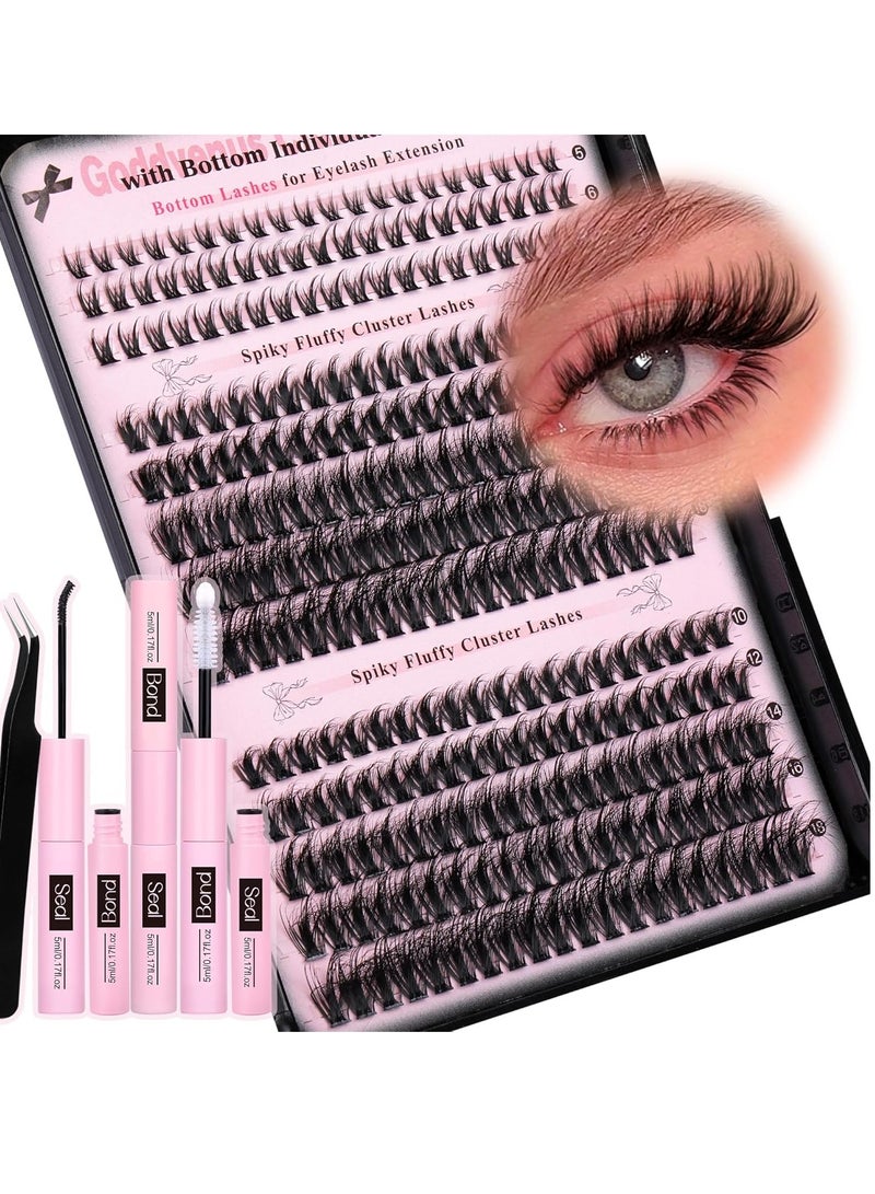 Goddvenus Goddvenus Lash Extension Kit Wispy Lash Clusters Kit Natural C Curl Fluffy Cluster Eyelash Extensions Individual Lashes Kit with Bottom Lash Clusters Waterproof Bond and Seal Tweezers DIY at Home - Image 1