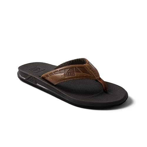 Reef Phantom LE Mens Beach Flip Flop, Full Grain Leather Strap, Compression Molded EVA footbed, Brown/Tan, 10 - Image 3