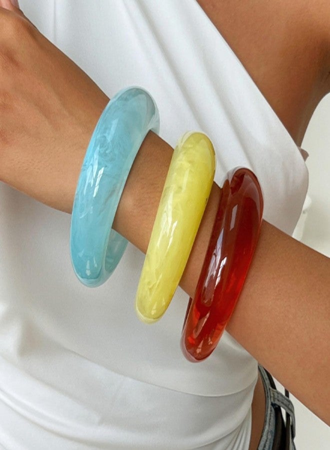 Hoheng Acrylic Chunky Bangles Bracelets for Women Trendy Colorful Resin Bangles Chunky Bangle Cuff Irregular Wristbands Resin Jewelry Gifts - Image 4