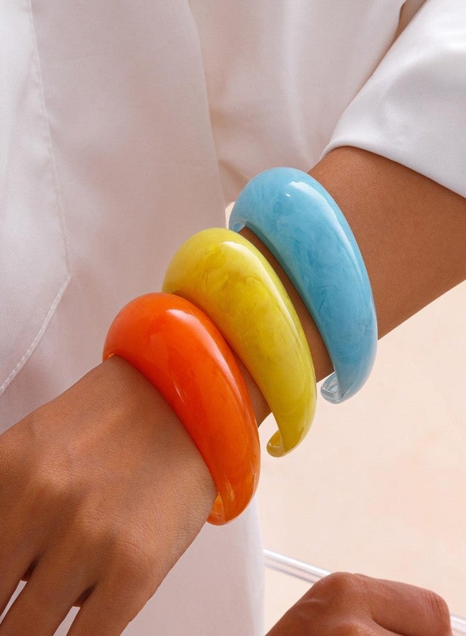 Hoheng Acrylic Chunky Bangles Bracelets for Women Trendy Colorful Resin Bangles Chunky Bangle Cuff Irregular Wristbands Resin Jewelry Gifts - Image 5