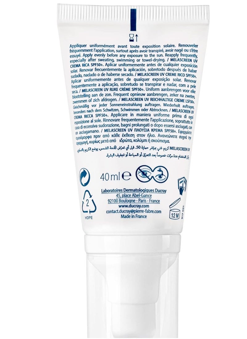 DUCRAY - DUCRAY Melascreen Photo protection Rich Cream Moisturizer, 40 ml - Image 1