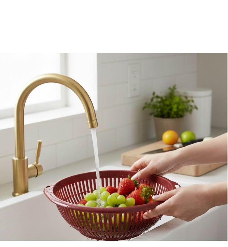 فافيلا مصفاة مطبخ بلاستيك متعددة الاستخدامات بتصميم عملي وخامة متينة كود 643- لون احمر غامق - Image 3