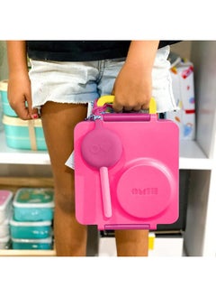 OMIE OmieBox Kids Utensils Set with Case - 2 Piece Plastic, Reusable Fork and Spoon Silverware with Pod for Kids (Bubble Pink)  - Image 2