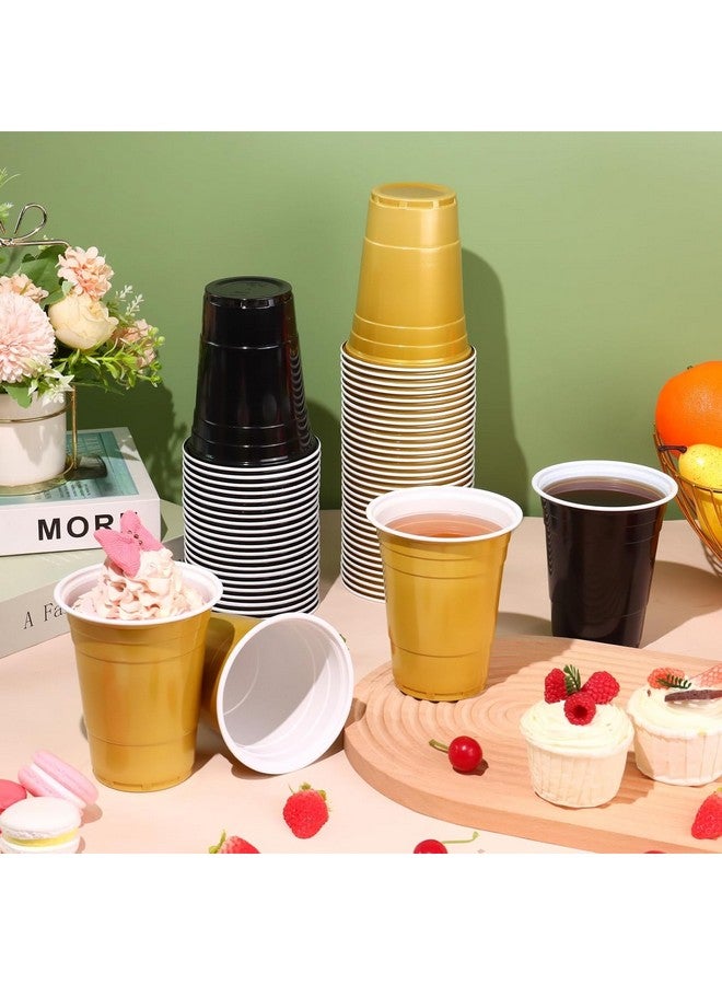 كيسا بلان أكواب تخرج بلاستيكية من كيسابلان، ١٠٠ قطعة، سعة ١٦ أونصة، باللونين الأسود والذهبي، للاستخدام مرة واحدة، لحفلات الزفاف وأعياد الميلاد والاحتفالات الاحتفالية. - Image 2