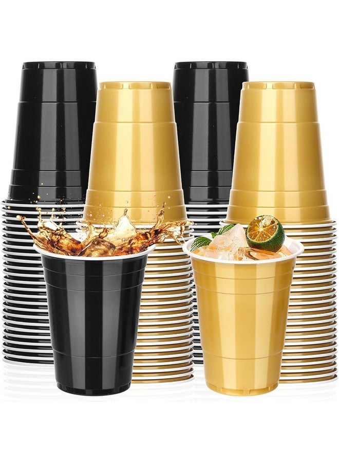 كيسا بلان أكواب تخرج بلاستيكية من كيسابلان، ١٠٠ قطعة، سعة ١٦ أونصة، باللونين الأسود والذهبي، للاستخدام مرة واحدة، لحفلات الزفاف وأعياد الميلاد والاحتفالات الاحتفالية. - Image 1