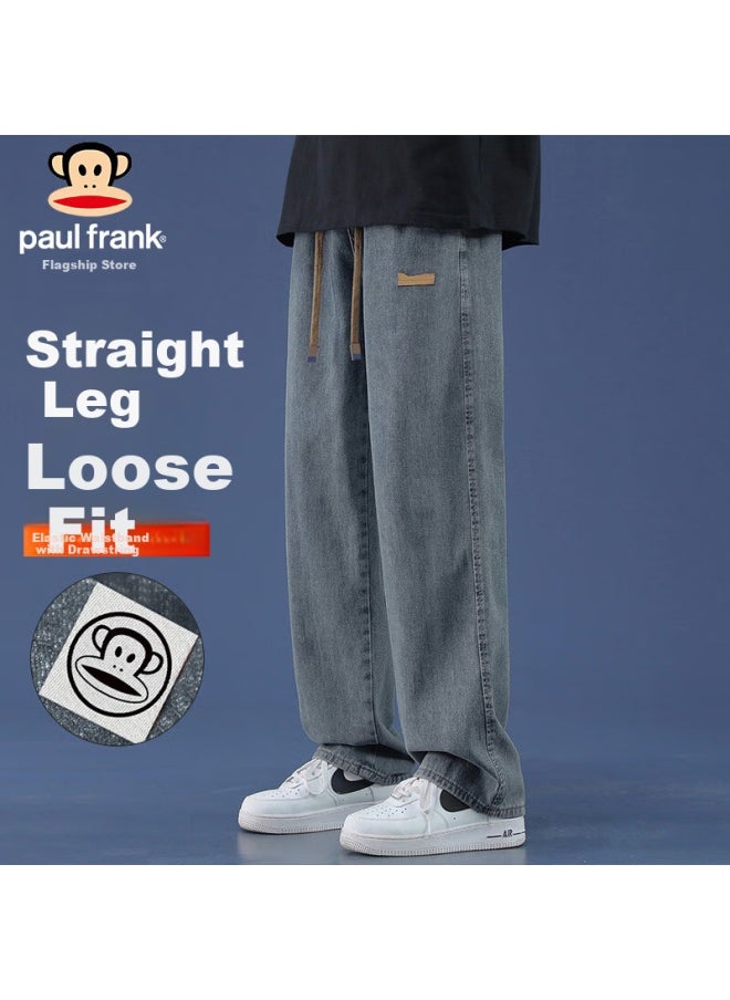 Paul Frank Men's Spring American Loose Jeans Men's High Street Casual Pants Men's Trendy Brand Retro Blue L
