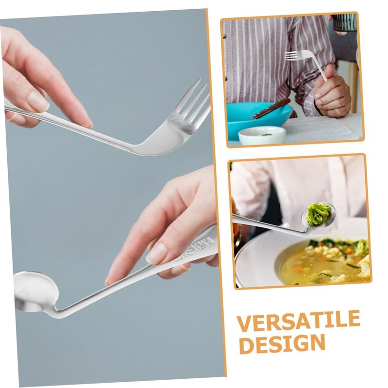 Curved Angled Elderly Feeding Utensils Set Self Feeding Spoons Forks - Image 4