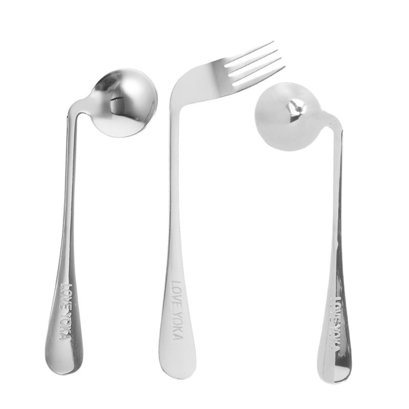 Curved Angled Elderly Feeding Utensils Set Self Feeding Spoons Forks - Image 2