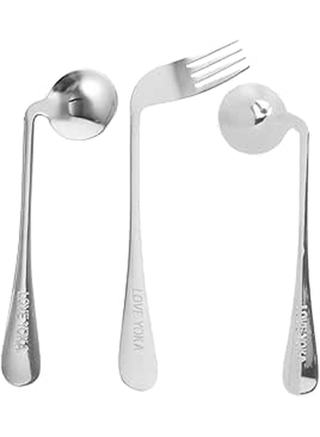 Curved Angled Elderly Feeding Utensils Set Self Feeding Spoons Forks - Image 1