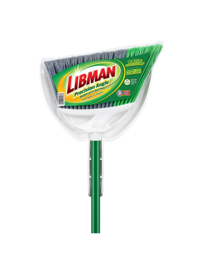 Libman Durable Long Lasting Fiber Precision Angle Broom with Dustpan Multicolor 10.16 x 29.21 x 135.89 cm 206 - Image 2