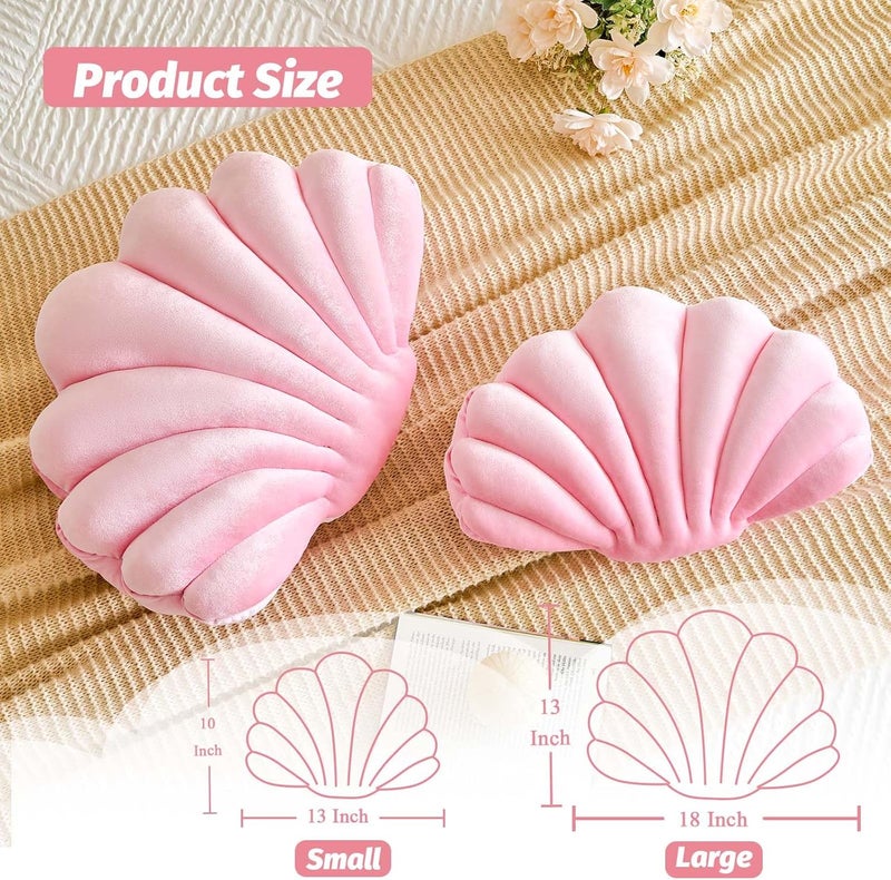 Lfsaaj Pink Seashell Throw Pillows, Shell Shaped Throw Pillows, 13 Inch Soft Velvet Home Decorative Pillow Plush Cushion for Bed Couch Living Sofa Room Decor Accent Throw Pillow - Image 2