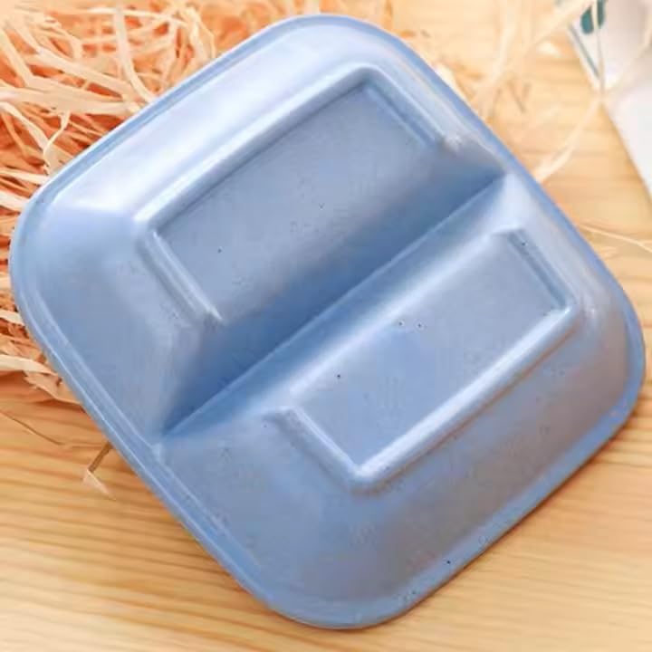 PLENARO 2 Grid Mini Kitchen Storage TrayDouble Compartment Plate Dip Dish Wheat Straw SauceSeasoning Sauce Vinegar Pickles Snacks Separator Divider Bowl Dish 9CM Random Colour Pack of 12 - Image 2