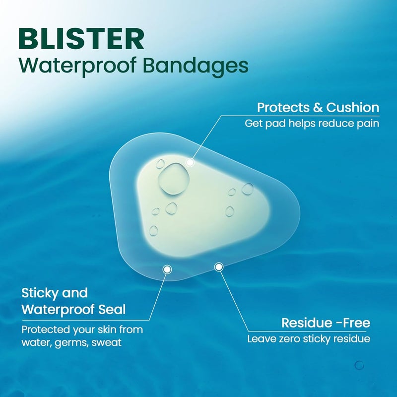 Welnove Gel Blister Bandages Blister Pads  Welnove 20ct Blister Cushions  Waterproof Hydrocolloid Bandages for Feet Fingers Toes Heel Moleskin for Blister Prevention Spot Pack - Image 3