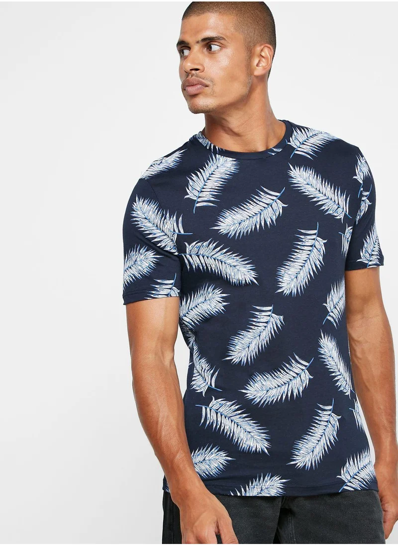 REISS Rio Feather Aop Crew Neck T-Shirt