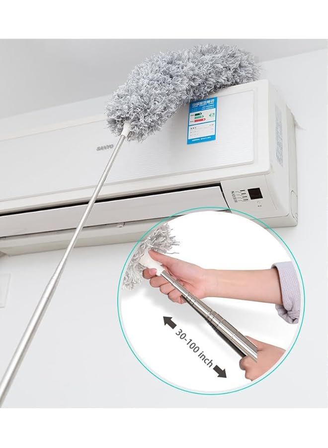 PROMASS promass 30in -100in Feather Duster, Microfiber Bendable Head & Scratch-Resistant Hat for Cleaning Ceiling Fan, Cobweb,Gap, High Ceiling, Blinds, Furniture, Cars - Image 3