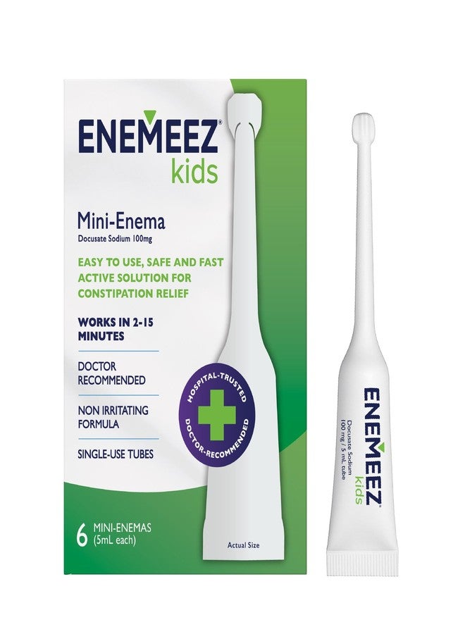 Enemeez حقنة شرجية للأطفال من إينيميز، حقن شرجية صغيرة للأعمار من 2 إلى 12 سنة، مُلين للبراز يحتوي على دوكوسات الصوديوم، يُخفف الإمساك بسرعة، يُحفز حركة الأمعاء خلال 2-15 دقيقة، عبوة واحدة تحتوي على 6 أنابيب للاستخدام مرة واحدة سعة 5 مل - Image 1