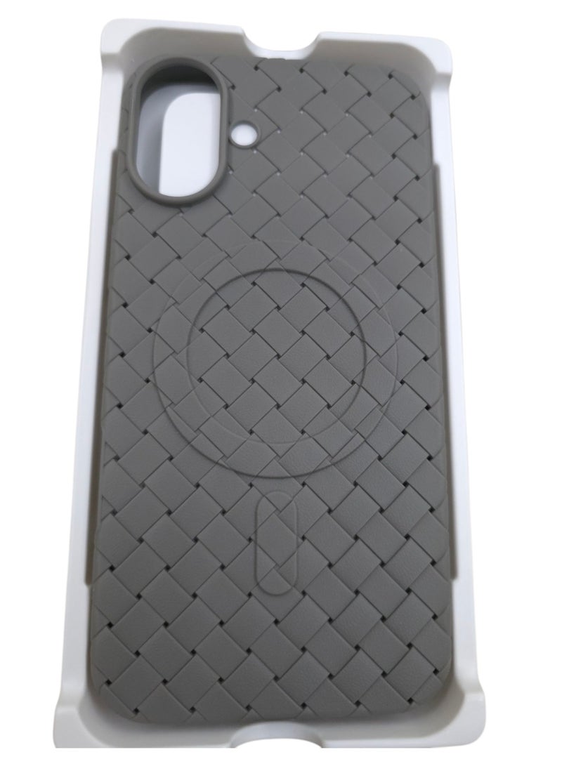 جراب لهاتف 16بلس مقاس 6.7 بوصة، مصنوع من نسيج كامل، ملمس الجلد، أداة مبتكرة تجمع بين الحماية القصوى والتصميم الأنيق، باستخدام مواد عالية الجودة وتقنيات متقدمة، اللون: (رمادي) - Image 1