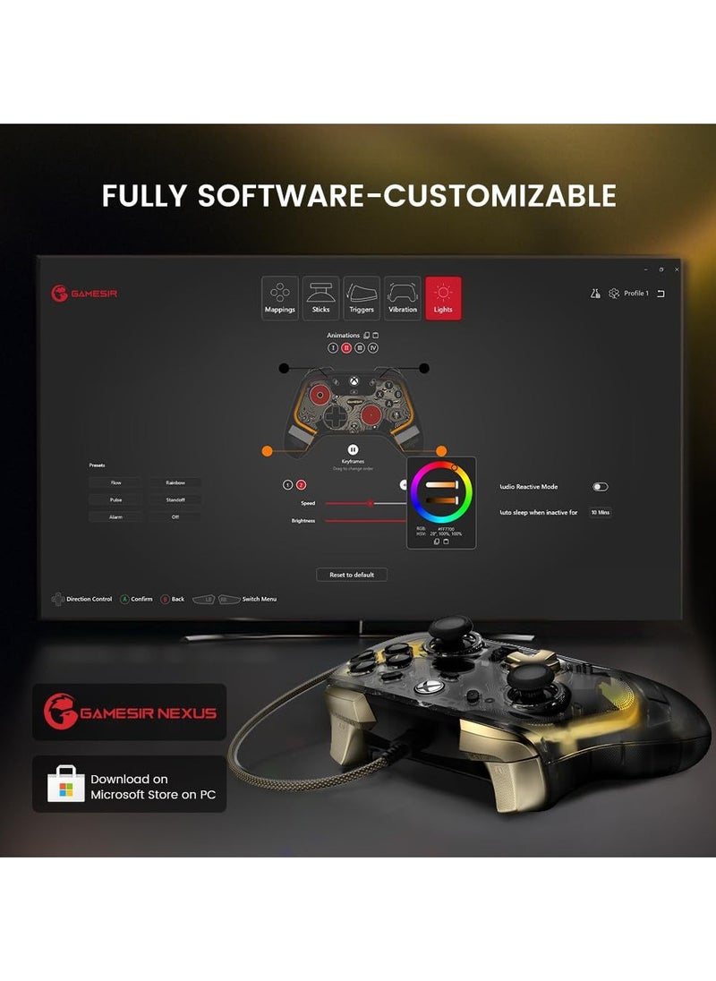 ماركة غير محددة Professional Gamepad GameSir Kaleid Flux Enhanced Wired Transparent RGB Gaming Controller for Xbox Series X/S, Xbox One, Windows 10/11  Steam, Plug and Play with Hall Effect Joysticks/Hall Trigger  - Image 5