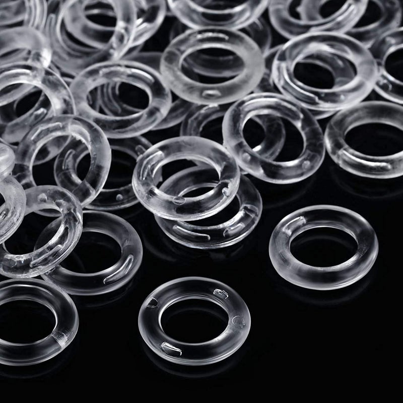 UNIQUELLA UNIQUELLA 100 Pieces Clear Roman Curtain Roman Ring Roman Blind Transparent Plastic Rings 8 mm White Braided Lift Ring for DIY Roman Curtains - Image 3