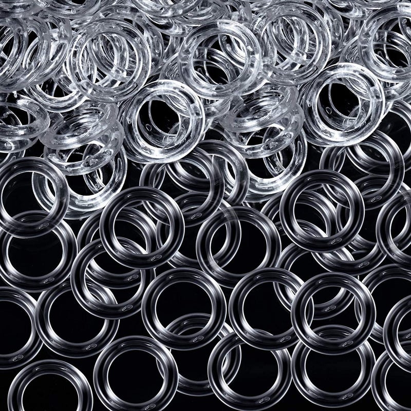 UNIQUELLA UNIQUELLA 100 Pieces Clear Roman Curtain Roman Ring Roman Blind Transparent Plastic Rings 8 mm White Braided Lift Ring for DIY Roman Curtains - Image 2