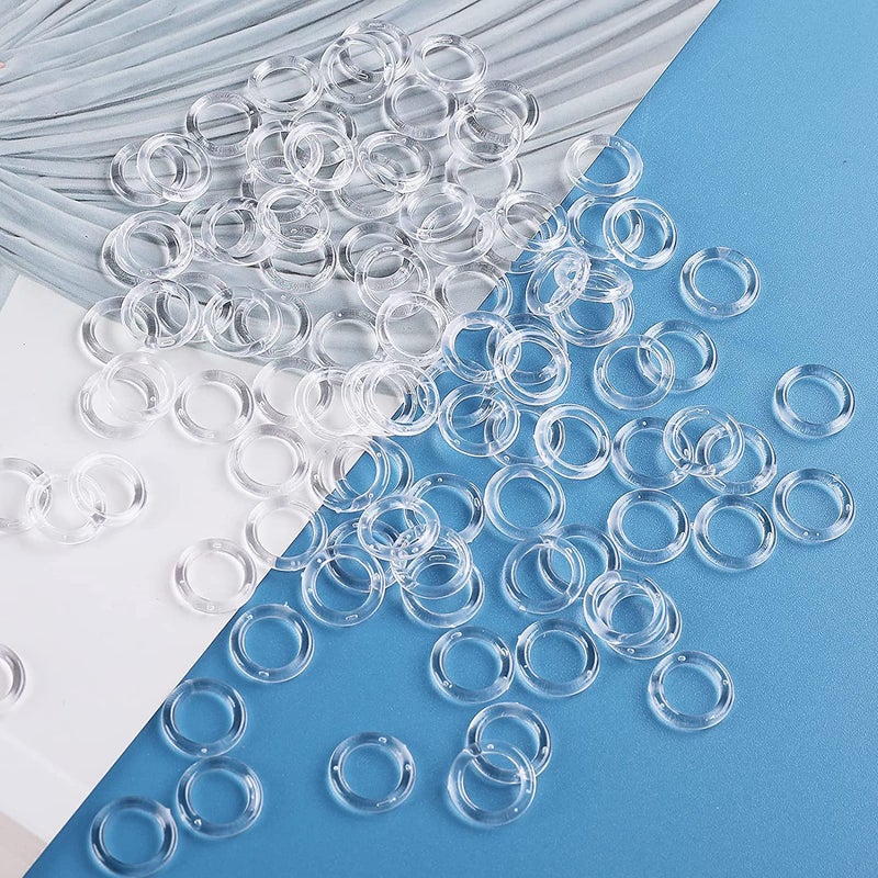 UNIQUELLA UNIQUELLA 100 Pieces Clear Roman Curtain Roman Ring Roman Blind Transparent Plastic Rings 8 mm White Braided Lift Ring for DIY Roman Curtains - Image 1