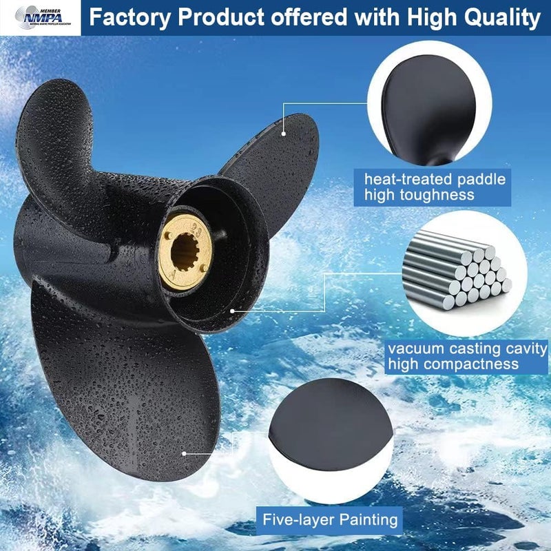 VIF Jason Marine Aluminum Outboard Boat Propeller for Mercury Engines 30-60 HP - Image 2