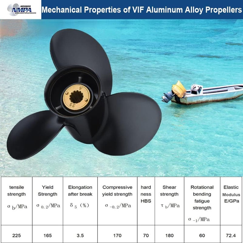 VIF Jason Marine Aluminum Outboard Boat Propeller for Mercury Engines 30-60 HP - Image 5