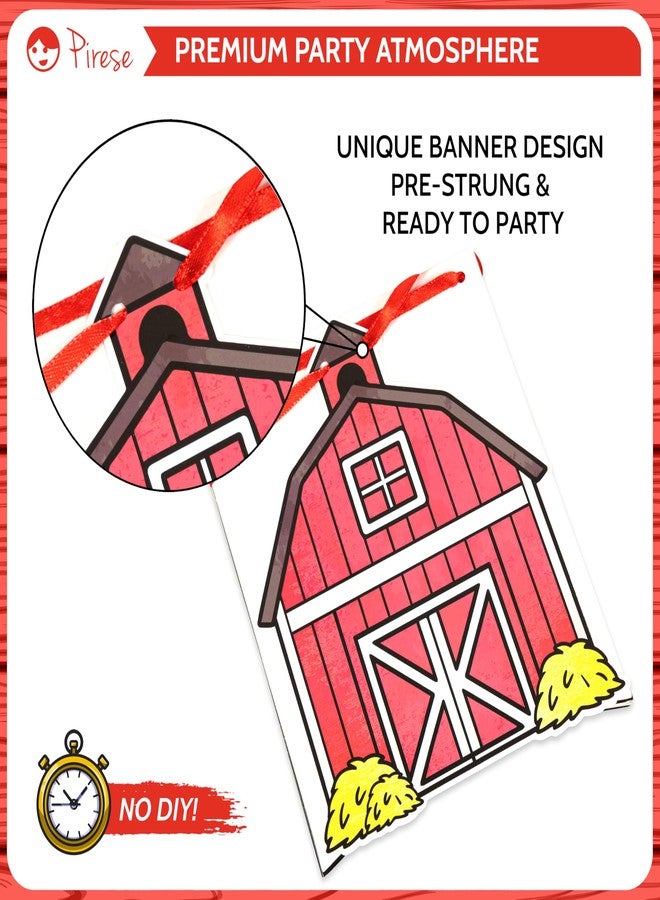 Pirese Farm Birthday Decorations, Farm Animal Birthday Banner Kit with Balloons, Pre-Strung Happy Birthday Banner, Barnyard Birthday Decorations with 6 Farm Animal Foil Balloons & 12in Latex Balloons - Image 5