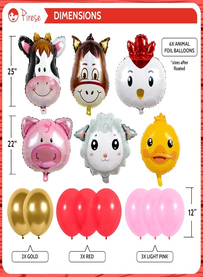 Pirese Farm Birthday Decorations, Farm Animal Birthday Banner Kit with Balloons, Pre-Strung Happy Birthday Banner, Barnyard Birthday Decorations with 6 Farm Animal Foil Balloons & 12in Latex Balloons - Image 4