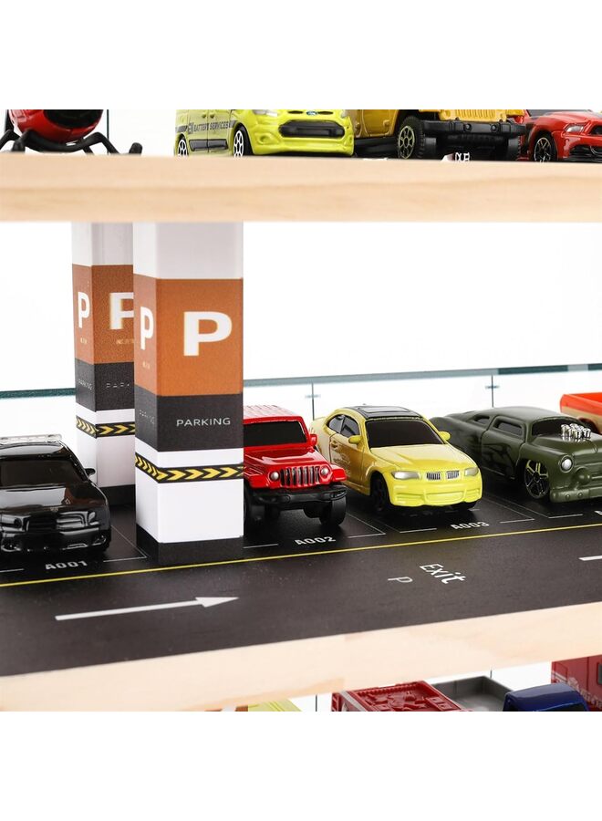 Pinwheel and matchbox display cabinets, die-cast toy car storage, freestanding storage with 4 levels and 24 spaces for up to 40 cars - Image 4