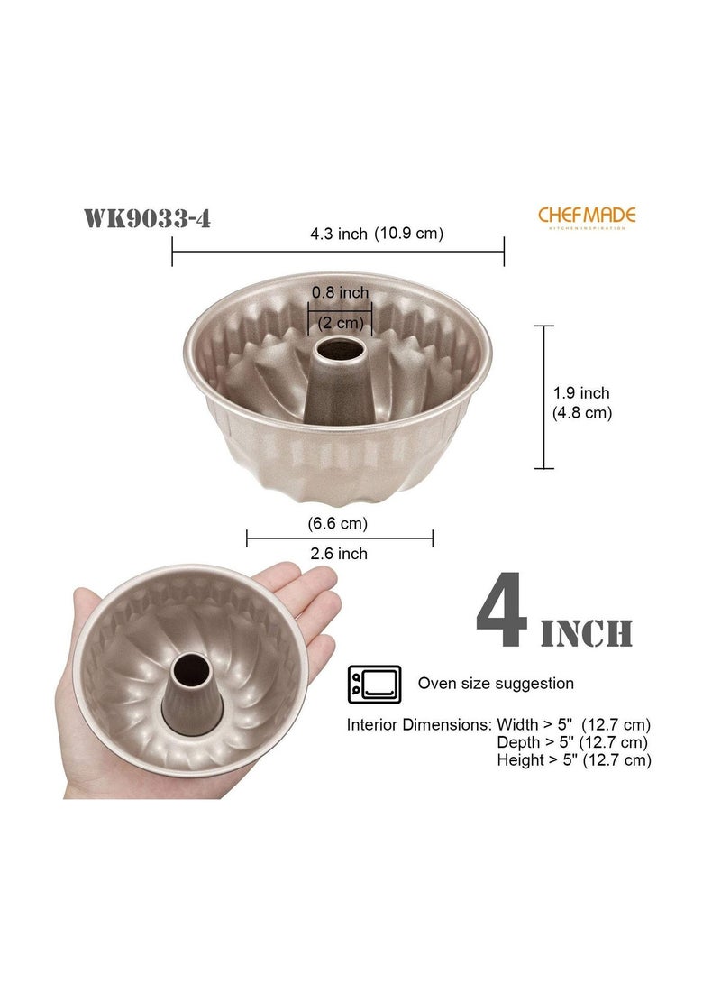شيف ميد Mini Tube Pan Set 4 Inch 4Pcs Non-Stick Kugelhopf Mold - Image 2